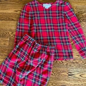 Vintage Plaid Adrienne Vittandini 2 piece skirt and shirt set size S